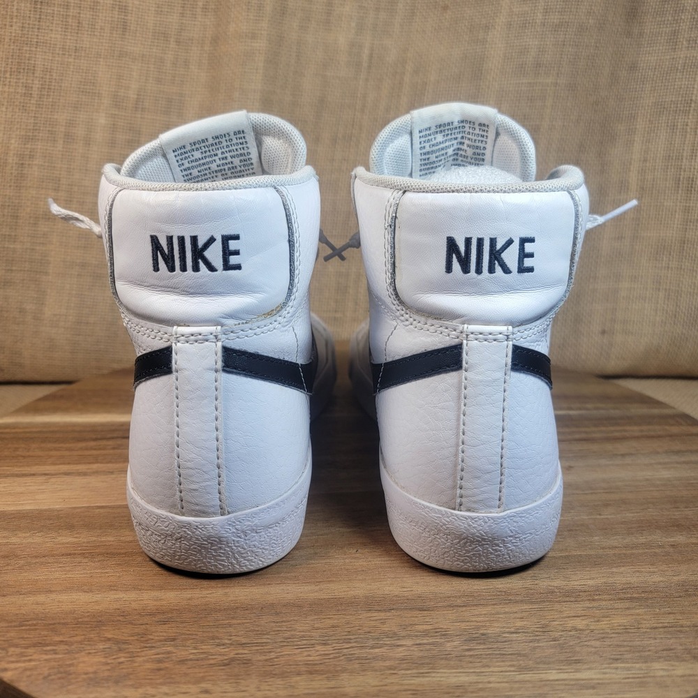 Nike Blazer Mid 77 Sneakers White Black Leather High Top Shoes Youth 4.5Y - Picture 4 of 8